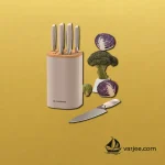 سرویس چاقوی نوتری‌کوک KB150 رنگ بژ در آشپزخانه
