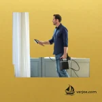 اتو بخار ایستاده تفال QT1510 در حال استفاده روی لباس